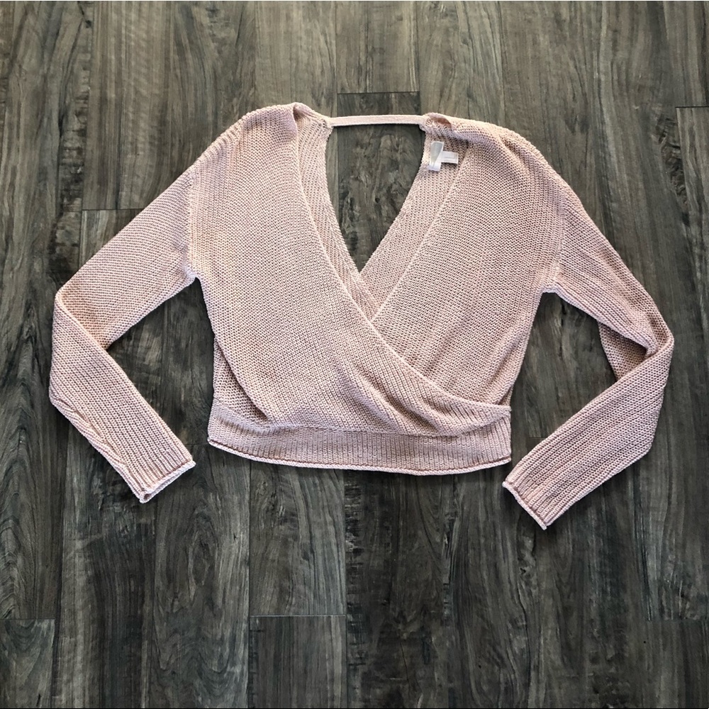 Cropped, open back, open front blushed blouse